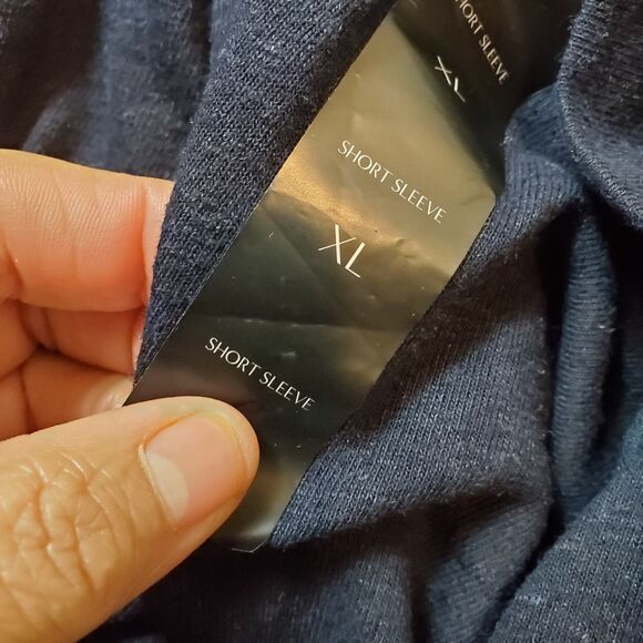 Banana Republic Linen Blend Dark Navy Short Sleeve Shirt 3/4 Front Button Sz XL - Picture 6 of 8